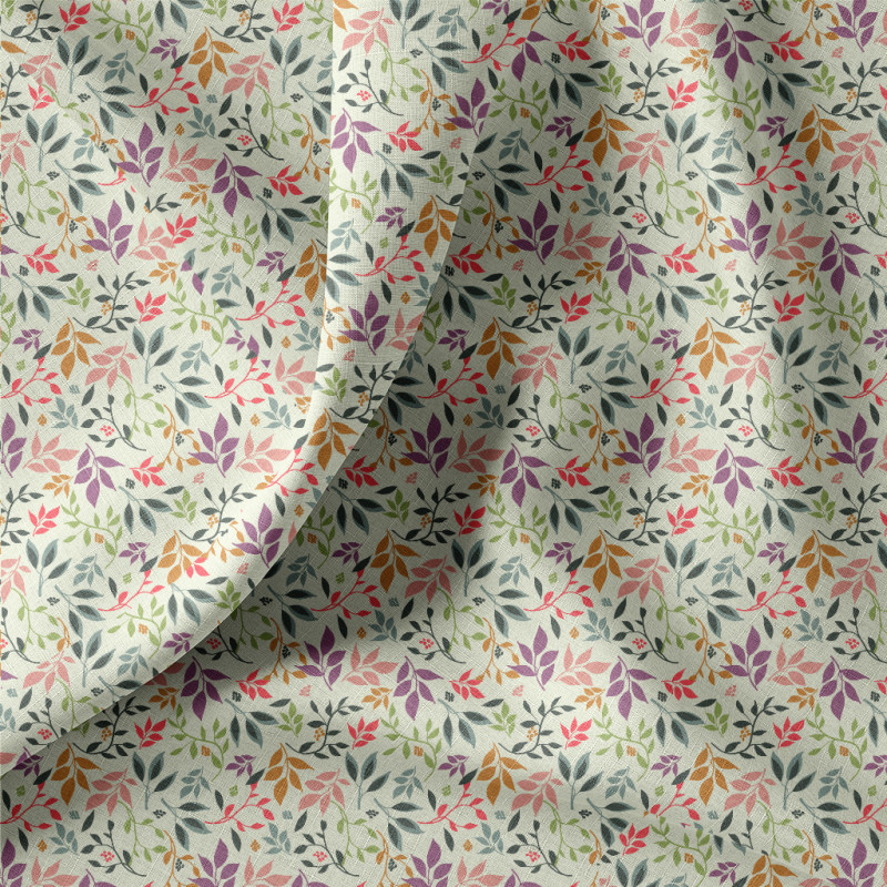 Printed Cotton ARAGEO Ecru / Violet